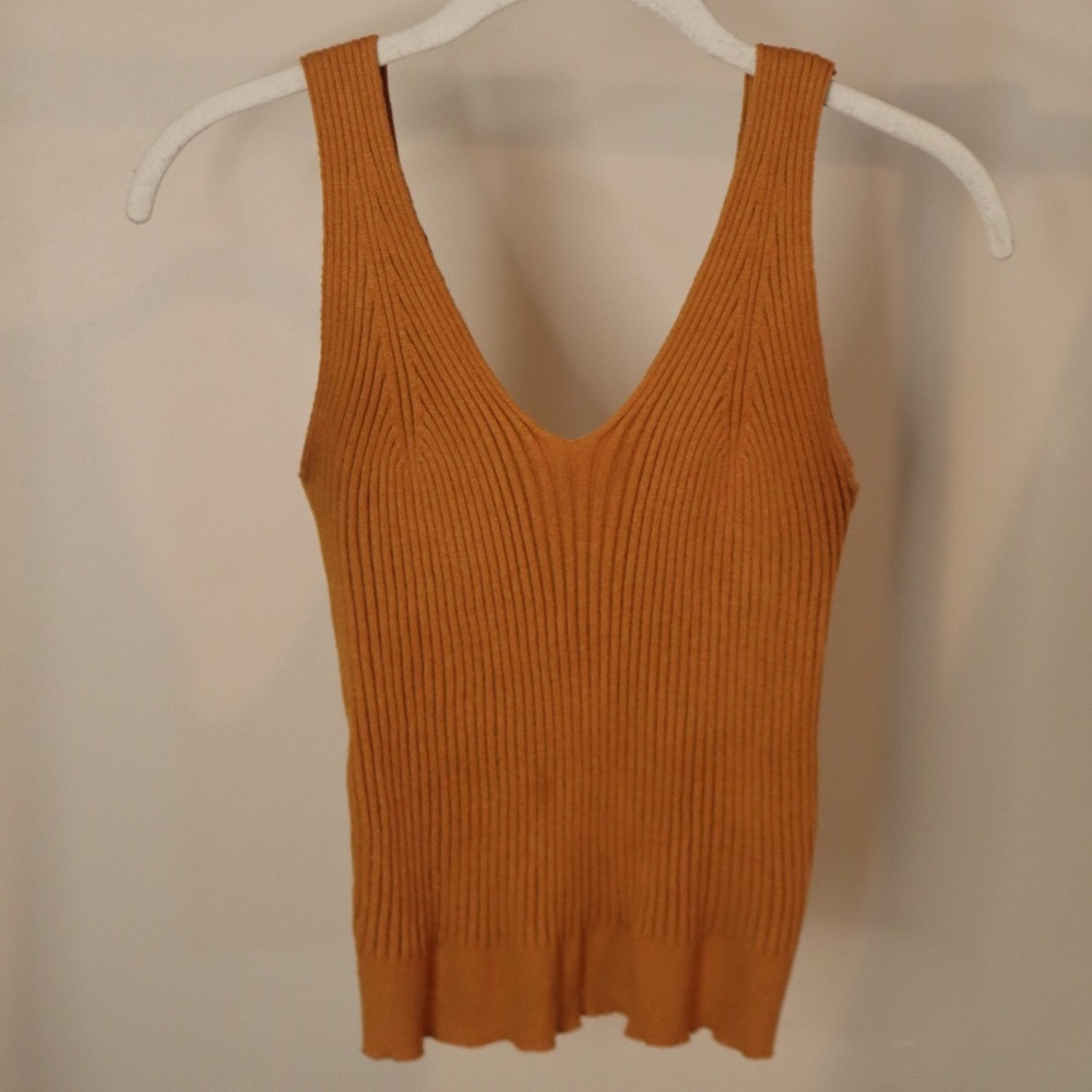 Orange Ribbed Sweater Tank